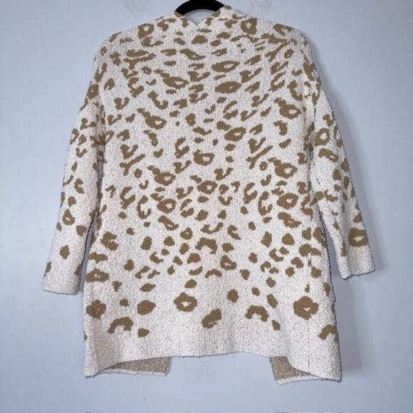 Sabrina Lauren Women's Animal Print Open Cardigan Sweaters Tan Cream Size Medium - Picture 2 of 4